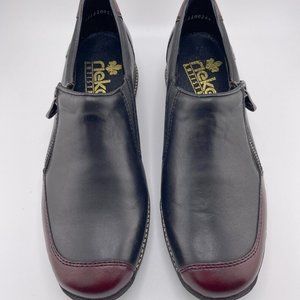 Rieker Antistress Zippered Slip On Shoes Women’s Black/Maroon Loafers - EU 38